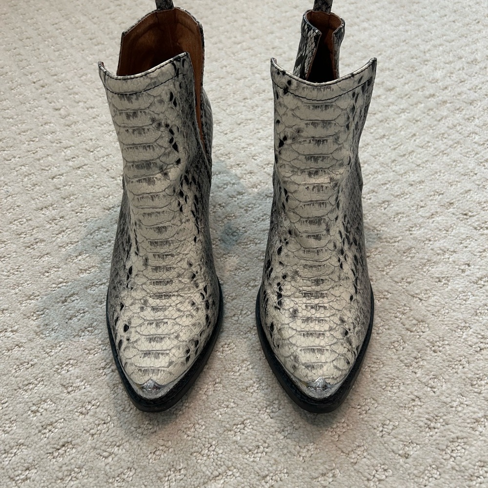 Silver Snakeskin Ankle Boots